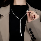 economico Collana da donna-collana con ciondolo lungo geometrico minimalista per donna – elegante gioiello a catena per ufficio, casual e abbigliamento da sera