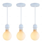 abordables Suspension-Kit de mini luminaires suspendus industriels 3 pièces E26 E27 base Edison style rétro luminaire suspendu à corde noire adapté 110v/220v