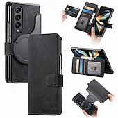 お買い得  サムスン用ケース-電話 ケース 用途 Zフォールド6 Z Fold 5 Z Fold 4 Z Fold 3 バックカバー スタンド付き 磁石バックル カード挿入口 レトロ風 PUレザー