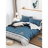 economico Collezione d&#039;elite-Set copripiumino da 4 pezzi, 100% cotone biologico, tessuto morbido e traspirante, include copripiumino e federe per un sonno confortevole.