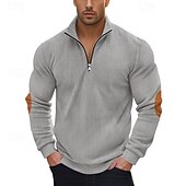 abordables Sweat-shirts basiques-Homme Sweat-shirt Sweat-shirt quart de fermeture éclair Abricot Noir Vert Véronèse bleu marine Gris Demi-zip Bloc de Couleur Patchwork A côtes Texturé Sport &amp; Loisir Quotidien Fête Polyester Velours