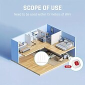 رخيصةأون أجهزة الاستشعار الأمنية وأجهزة الإنذار-زر اتصال SOS ذكي يعمل بالواي فاي، جهاز إرسال تنبيه هاتفي لاسلكي لمقدم الرعاية، زر اتصال طوارئ للمريض المسن