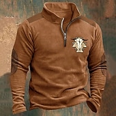 olcso Alap pulóverek-Férfi Pulóver Negyed cipzáras pulóver Medence Barna Khakizöld Világos szürke Sötétszürke Fél cipzár Grafika Tehén Nyomtatott Nyomtatott Negyed irányítószám Karácsony Napi Szabadság Egyéb nyomatok