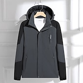 cheap Fleece &amp; 3 in 1 Jackets-Men&#039;s Hoodie Jacket Outdoor Jacket Hiking Jacket Winter Outdoor Waterproof Breathable Soft Detachable Cap Jacket Full Length Visible Zipper Fishing Climbing Beach Dark Brown Dark Grey Navy Black Ivory