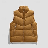economico Gilet-Per uomo Smanicato Gilet imbottito Gilet Giornaliero Appuntamento Da mare Di tendenza Informale Autunno inverno Tasche Poliestere Tenere al caldo Comodo Liscio Cerniera Colletto alla coreana Standard