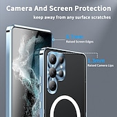 رخيصةأون جراب سامسونج-هاتف غطاء من أجل سامسونج جالاكسي S24 S23 S22 S21 Ultra Plus S21 FE اس 25 الترا حالة الامتزاز المغناطيسي مع ماجسيف حامي عدسة الكاميرا دعم الشحن اللاسلكي ضد الصدمات أكريليك سبائك الألومنيوم