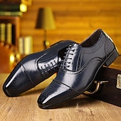 cheap Formal-Men&#039;s Two-Tone Faux Leather Oxford Shoes - Classic Lace-Up Brogue Dress Shoes with Wingtip Design for Formal and Business Wear