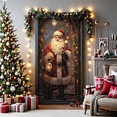 baratos Capas para portas de Natal-decorações de porta de natal capas de porta natal papai noel em pé porta tapeçaria cortina de porta decoração pano de fundo porta banner para porta da frente fazenda festa de fim de ano decoração