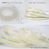 preiswerte COB-Streifenlichter-3M 5m 10m Lichtsets 288 LEDs COB 15mm 1 Set Lichterketten &amp; Zubehör 1 Set Warmweiß Weiß Netual Weiß LED Neonlichte Draussen Wasserdicht Urlaub 220-240 V 110-120 V