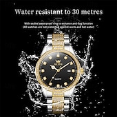 Χαμηλού Κόστους Ρολόγια Quartz-νέο ανδρικό ρολόι από ατσάλι μάρκας olevs olevs με διαμάντια φωτεινό ημερολόγιο τάση μόδας απλό επαγγελματικό ρολόι χαλαζία διακοπές αδιάβροχο αθλητικό ανδρικό ρολόι χειρός
