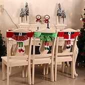 お買い得  クリスマススリップカバー-新しいクリスマスチェアカバー、サンタベルトチェアスリップカバー、女の子のスカートデザインのダイニングルームや家の装飾用のお祝いホリデーシートカバー