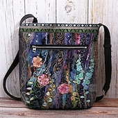 levne Tašky přes rameno-dámská bohémská květinová vyšívaná crossbody kabelka, umělecká ručně vyrobená taška přes rameno s barevným květinovým vzorem, ideální pro běžné nošení a festivaly