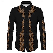 preiswerte Westernhemden für Herren-Herren Blumen Hemd Westernhemd Cowboy-Shirt Langarm Lässig Täglich Herbst Winter Umlegekragen Druck Button-Down Weiß Gelb Blau Grün Grau