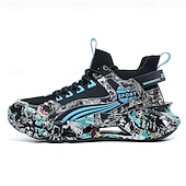 economico Sneakers Casual-sneakers alte da uomo con motivo graffiti – scarpe sportive streetwear colorate con chiusura con lacci, tomaia in mesh traspirante per abbigliamento casual e sportivo