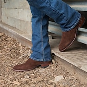 billige Cowboy og vestlige støvler-Herre Støvler Cowboy Western støvler Arbeidsstøvler Fritid Daglig Semsket lær PU Hold Varm Pustende Skli Støvletter Tøfler Svart Kakifarget kaffe Sommer Vinter