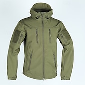 preiswerte Herrenjacken &amp; Herrenmäntel-Herren Soft Shell Jacke Hoodie Jacke Wanderjacke Taktische Jacke Täglich Urlaub Windundurchlässig warm halten Tasche Herbst Winter Glatt Modisch Klassisch Mit Kapuze Standard Kamel Schwarz Khaki