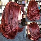 baratos Perucas Sintéticas sem Touca-perucas longas em camadas para mulheres peruca de cabelo cortado em camadas para meninas penteados longos com camadas peruca de substituição de cabelo sintético de fibra macia e resistente ao calor