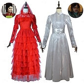 halpa Naisten puvut-Mekot Ghost Bride Lydia Deetz Astrid Deetz Beetlejuice kauhuelokuva Lasten Aikuisten Naisten Tyttöjen Naamiaiset Juhlat Pukeudu