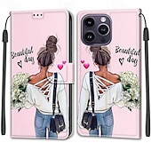 Χαμηλού Κόστους iPhone Θήκες-τηλέφωνο tok Για iPhone 14 13 12 Pro Max Plus iPhone 14 Pro Max iPhone 13 12 Pro Max iPhone 12 Pro Max Πίσω Κάλυμμα με βάση στήριξης με λουράκι καρπού Υποδοχή κάρτας Ρετρό TPU PU δέρμα