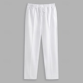 Недорогие Прямой ног-Муж. Штаны Бегун Брюки со складками Кулиска Эластичная талия Полотняное плетение Комфорт Дышащий Повседневные Праздники Спорт Мода Черный Белый