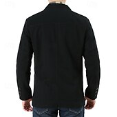 billige Blazere for menn-Herre Blazer Virksomhet Cocktailfest Bryllupsfest Mote Fritid Vår &amp; Vinter 100 % bomull Helfarge Knapp Lomme Bekvem Enkeltkneppet Blazer Svart Grønn Kakifarget