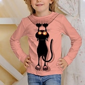 billiga Flickans 3D-djur-Flickor 3D Grafisk Djur T-shirt Långärmad Vår Höst Mode Grundläggande Barn 4-12 år Rund hals Utomhus Ledigt Dagligen Normal