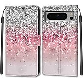 お買い得  その他のスマホケース-電話 ケース 用途 Pixel 8 バックカバー スタンド付き リストストラップ付き カード挿入口 レトロ風 TPU PUレザー