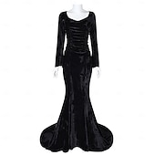 levne Klasický horor-Středa Addams Addamsova rodina Morticia Addamsová Šaty Módní Filmové kostýmy for Dámské Dospělé Plesová maškaráda