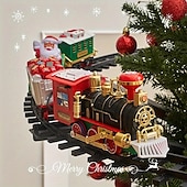 ieftine Jucării Novelty-set tren de Crăciun - decor electric de Crăciun cu sunet și lumină pentru brad de Crăciun, vagon, jucării cadou și produse periferice pentru Ziua Recunoștinței și sezonul sărbătorilor