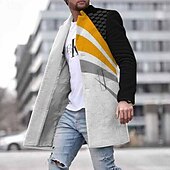 billiga lättviktsrock för män-Herr Vinterkappa Rock Kappa Dagliga kläder Semester Med fickor Mönster Framficka Höst vinter Geometrisk Streetwear Sport Nedvikt Normal Gul Rubinrött Blå Grön Jacka