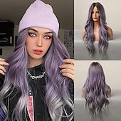 economico Parrucche trendy sintetiche-parrucca parrucche sintetiche lunghe per donne parrucche per capelli ondulati naturali parte centrale parrucche resistenti al calore dall&#039;aspetto naturale