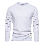 preiswerte Basic-T-Shirts-Männlich Langarm Runden Frühling &amp; Herbst Einfarbig Lässig Alltagstauglich Dunkelgrau Weiß Schwarz Top T-Shirt für Herren
