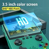 abordables Videoconsolas-Consola de juegos retro portátil x6, miniconsola con pantalla IPS de 3,5 pulgadas, conexión de controlador compatible con ATJ22735, 32 bits, RISC, regalo para niños