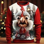billige Juledyreantrekk-Jul Herre 3D-utskrift 3D 3D-tegneseriefigur Gensere Genser Genser Langermet Genser Crew-hals 3D Morsom 3D-utskrift Jul Feriereise Fest Crewneck 3D-utskrift 3D Vinter Vår &amp; Vinter
