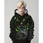 billiga Pojkens 3D Vision &amp; Geometri-Pojkar 3D Grafisk Geometrisk Huvtröja Långärmad Vår Höst Mode Streetwear Barn 4-12 år Huva Utomhus Ledigt Dagligen Normal