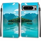Недорогие Другие чехлы для телефонов-телефон Кейс для Назначение Pixel 8 Pro Pixel 8 Pixel 7 Pixel 7 Pro Pixel 6 Pixel 6 Pro Кейс на заднюю панель со стендом с ремешком на запястье Разъем для карты Ретро ТПУ Кожа PU