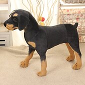 abordables Animaux en Peluche-1pc chien noir simulé jouet en peluche chien simulé mignon chien décoration poupée chien pour amis et animaux de compagnie (10,6 pouces de long)