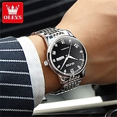 halpa Mekaaniset kellot-Uusi Olevs Olevs Brändi Muotitrendi Miesten Teräshihna Kello Kalenteriviikkonäyttö Valoisa Yksinkertainen Automaattinen Mekaaninen Kello Rentoa Vedenkestävä Urheilu Miesten Rannekello