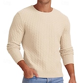 economico maglione pullover da uomo-Per uomo Pullover Maglione Maglione lavorato a maglia A coste Maglia Standard Lavorato a maglia Jacquard Liscio Girocollo Di tendenza Essenziale Da tutti i giorni Appuntamento Abbigliamento Autunno
