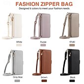 baratos Capa Samsung-telefone Capinha Para S24 S23 S22 S21 Ultra Plus S21 FE A55 5G A54 A34 A14 A72 A52 A42 A32 A22 A12 A02 S20 Plus S20 Ultra S20 A53 A33 A23 A13 A21s Capa traseira Com Suporte Zíper com cordão Retro TPU