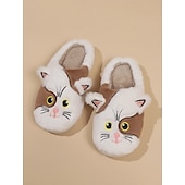 cheap Women&#039;s Slippers &amp; Flip-Flops-Women&#039;s Plush Cat Face Slippers – Cozy Furry Indoor Footwear with Cute Animal Design for Winter Comfort