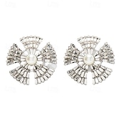economico Orecchini-Per donna Orecchini a bottone geometrico Con fiocco di neve Prezioso Vintage Moda Perle finte Diamanti d&#039;imitazione Orecchini Gioielli Argento Per Matrimonio Feste Giornaliero 1 paio