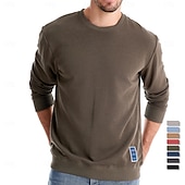baratos Suéteres básicos-Homens Moletom Cinza Claro Gola Redonda Tecido Diário Desportos e Ar livre Feriado Roupa de rua Legal Casual Primavera &amp; Outono Roupa Moletons Moletons Manga Longa