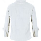 economico Casual da lavoro-Per uomo Camicia camicia di lino Camicia popover Maglietta informale Camicia di cotone Liscio Hawaiano Per eventi Nero Bianco Vino Blu marino Manica lunga Colletto alla coreana Primavera &amp; Autunno