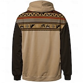 baratos moletons 3d masculinos-Homens Folk Moletom Moletons Moletom Manga Longa Moletom com capuz Com Capuz Étnico Impressão 3D Feriado Streetwear Marron Imprimir Bolso frontal Primavera &amp; Outono Designer
