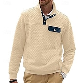 abordables Sudaderas Básicas_-Hombre Sudadera Negro Blanco Verde Oscuro Gris Claro Gris Oscuro Cuello Mao Bloque de color Jacquard Retazos Bolsillo Estriado Deporte Diario Festivos Poliéster Texturizado Ropa de calle Básico Casual