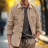 economico Camicie da uomo-Per uomo Camicia Camicia casual Camicia di Velluto a Coste Camicia con Bottoni Semplice Vacanza Quotidiano Nero Giallo Rosa Blu Manica Lunga Colletto Primavera &amp; Autunno Abbigliamento Tasca Frontale