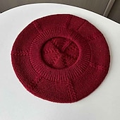 levne Party klobouky-Klobouky Polyester Baret 30. léta Se širší krempou Ležérní Dovolená Čajový dýchánek Dámský den Elegantní Jednoduchý retro S Čistá Barva Barevně dělené Přílba Pokrývky Hlavy