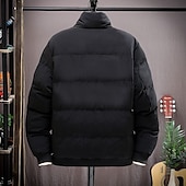 abordables Plumas y parkas de hombre-Hombre Abrigo de invierno Chaqueta acolchada Bolsillo Poliéster Ropa Cotidiana Cita Vacaciones Regular Moda Casual Cómodo Mantiene abrigado Otoño invierno Bloque de color Negro Rojo Verde Ejército