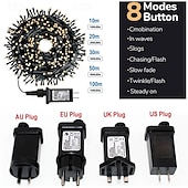 baratos Plug String Lights-dc24v tensão segura led luzes de corda de natal 100m 50m 20m 10m com 800 leds e 400 leds, luzes de natal de tira de fadas, iluminação externa à prova d&#039;água ip65 para natal, festa, eventos de ano